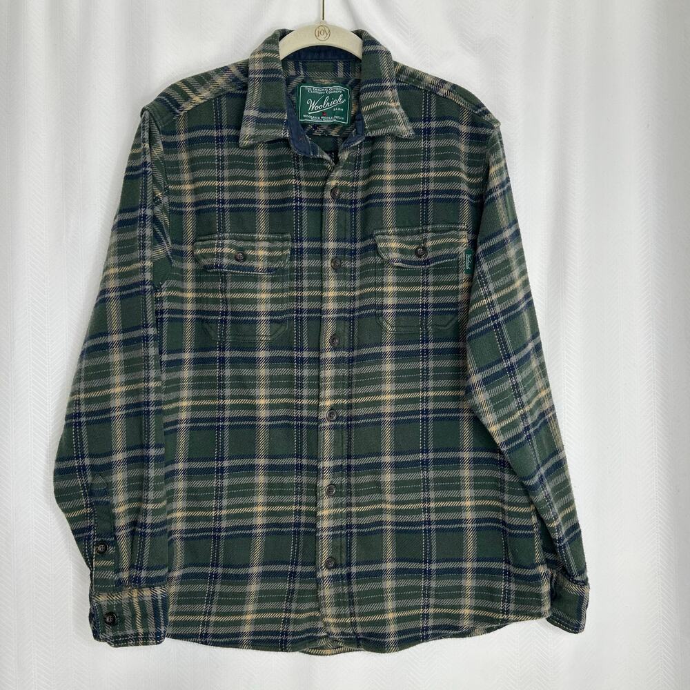 Woolrich mens green plaid shacket shirt jacket medium button up